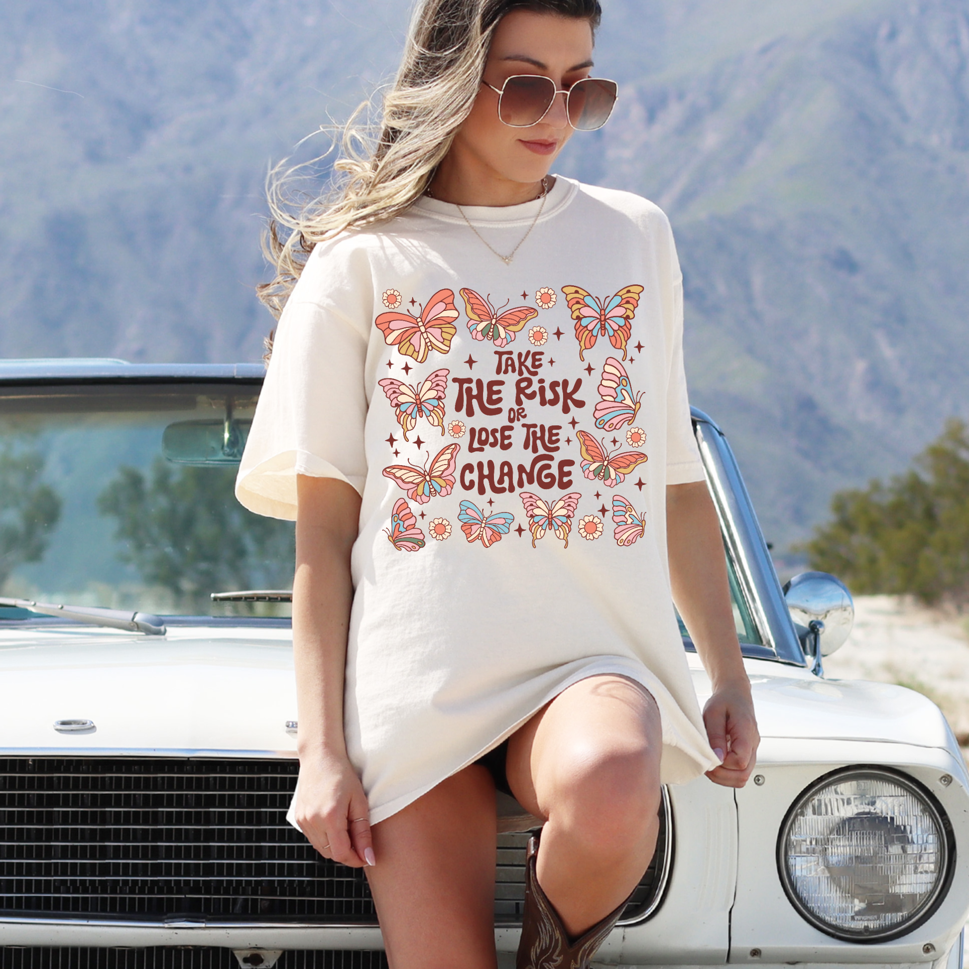 Take the Risk or Lose the Change Boho Retro Graphic Tee