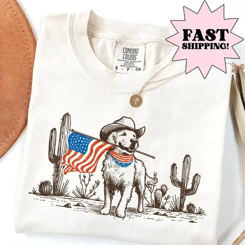 Comfort Colors Dog TShirt, 4th of July Shirt, Western, 4th of july outfits for women, 4th of july, 4th of july shirt, 4th of july shirt for women, t shirts for men