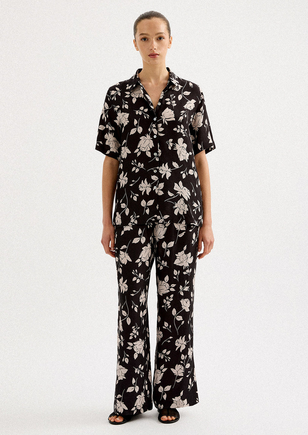 Monochrome Floral Cupro Shirt