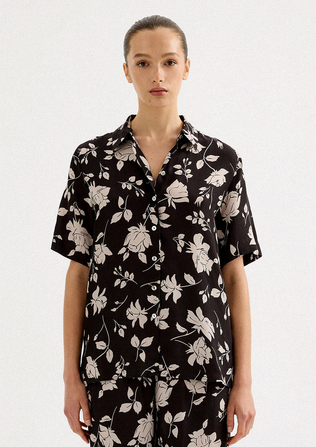 Monochrome Floral Cupro Shirt