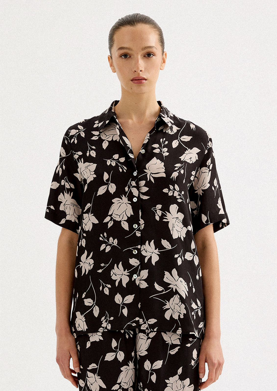 Monochrome Floral Cupro Shirt