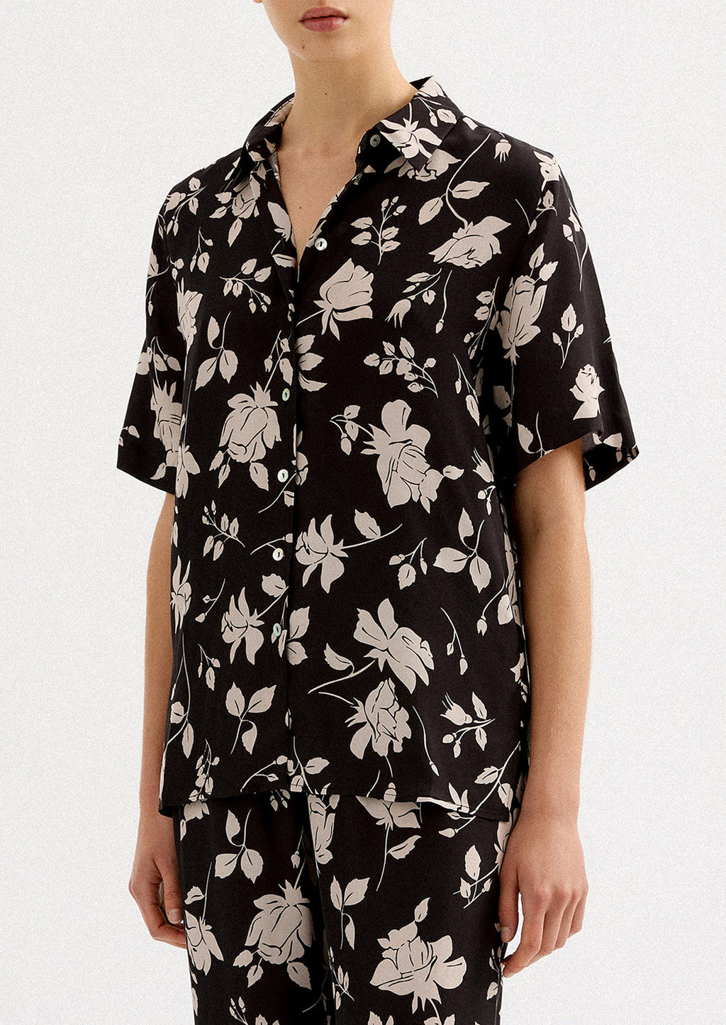 Monochrome Floral Cupro Shirt