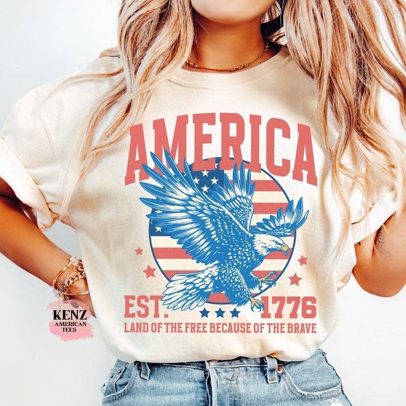 USA shirt, Summer BBQ t-shirt, Red White and Blue sweatshirt, America Tee, Women's 4th of July, Fourth of July Shirt T-Shirt, 1776 Tee