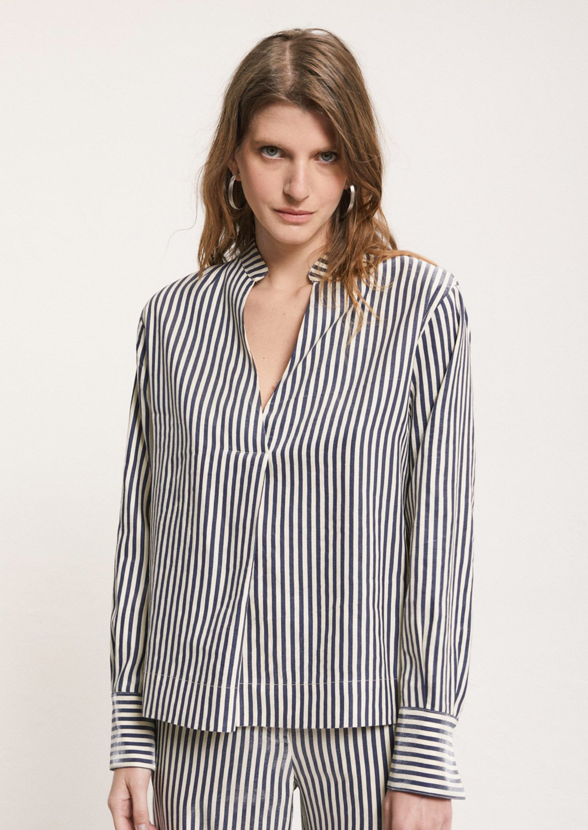 Metallic Sheen Striped Shirt