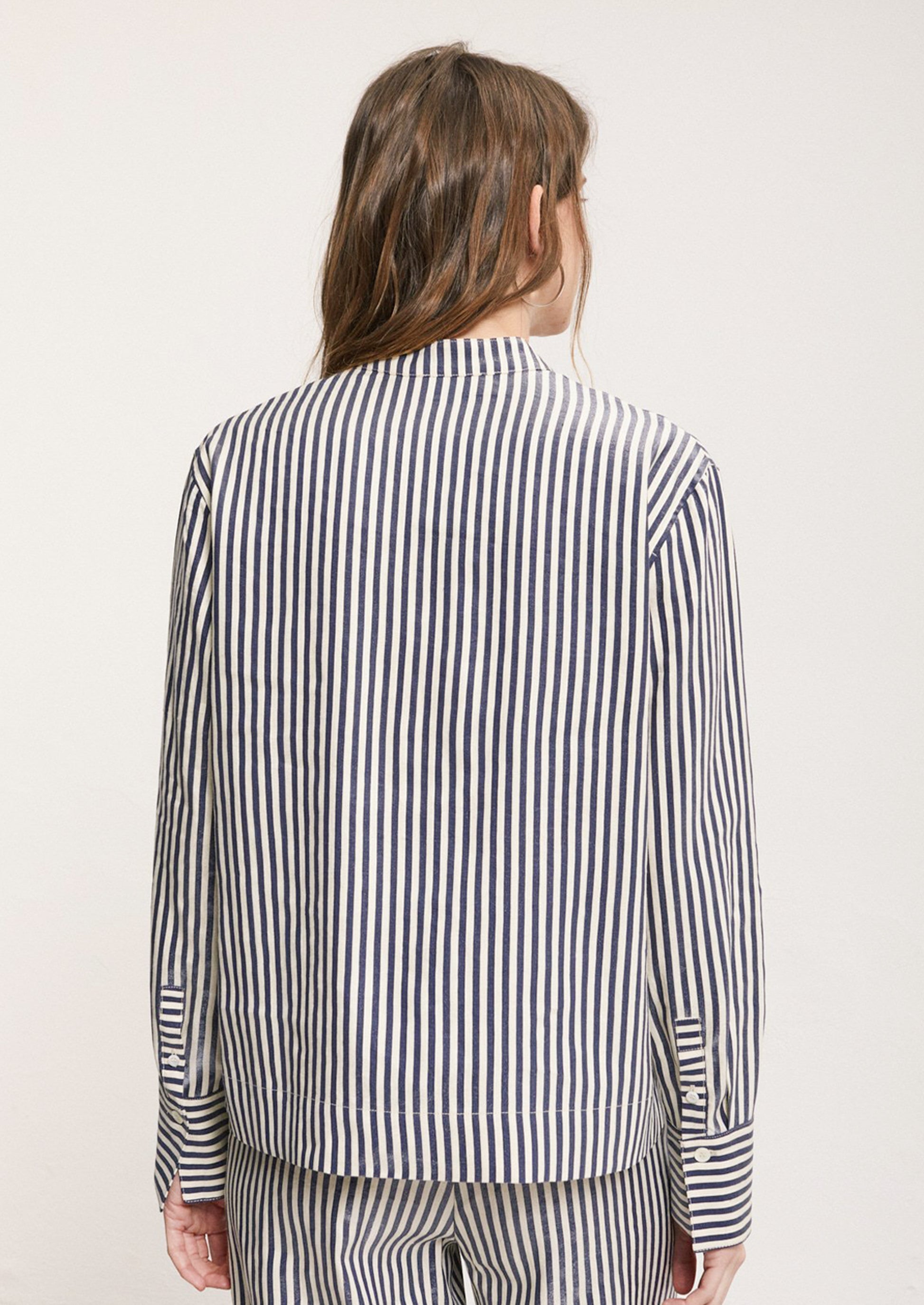 Metallic Sheen Striped Shirt
