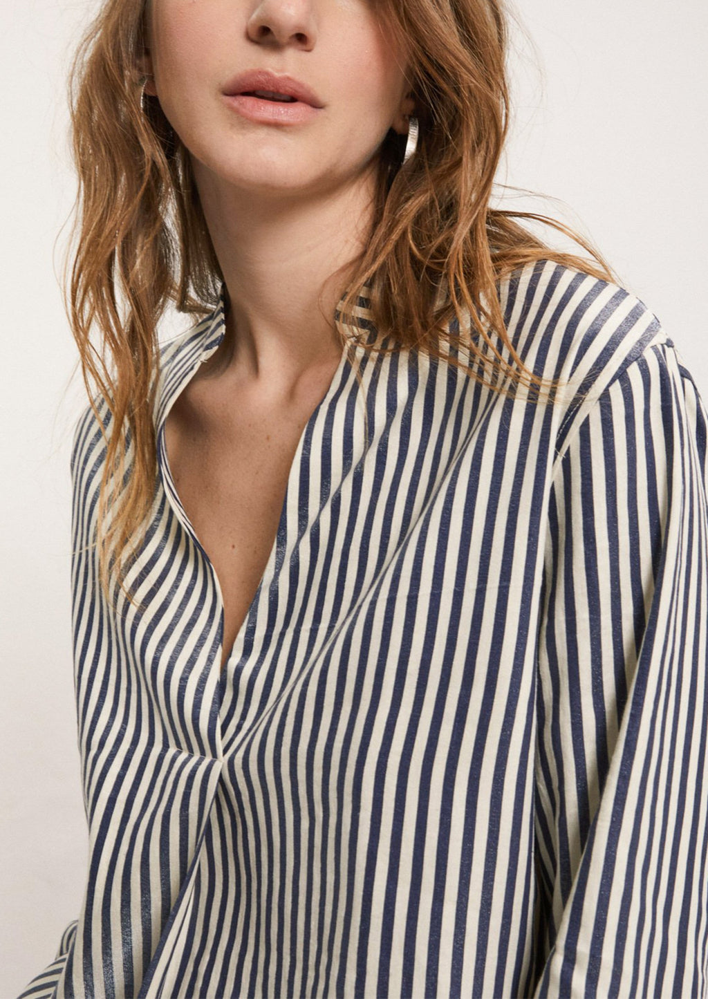 Metallic Sheen Striped Shirt