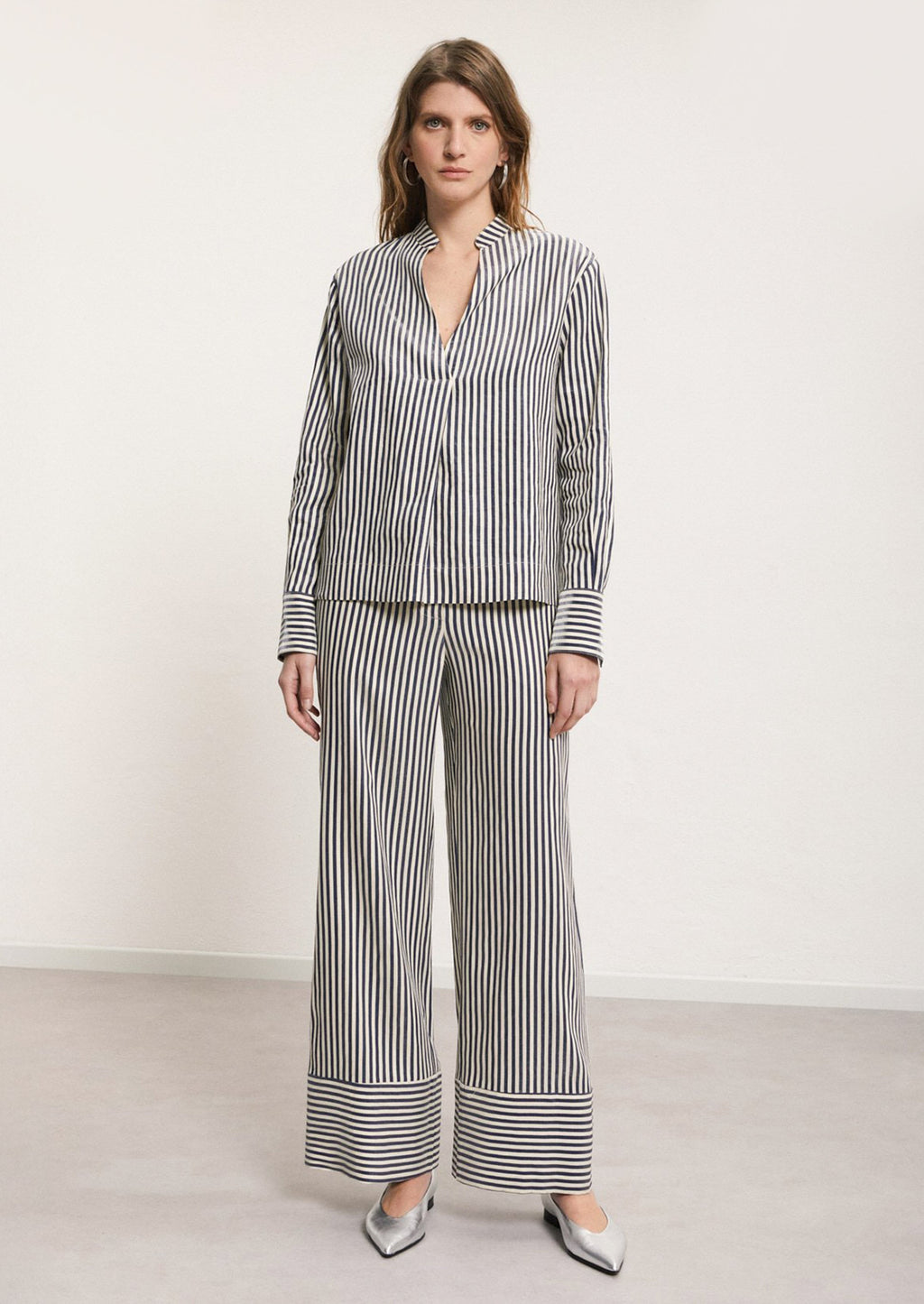 Metallic Sheen Striped Shirt