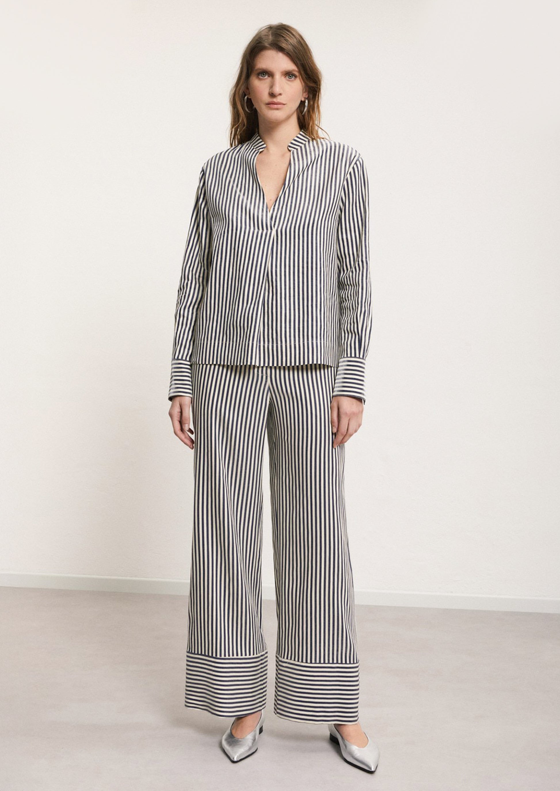 Metallic Sheen Striped Shirt