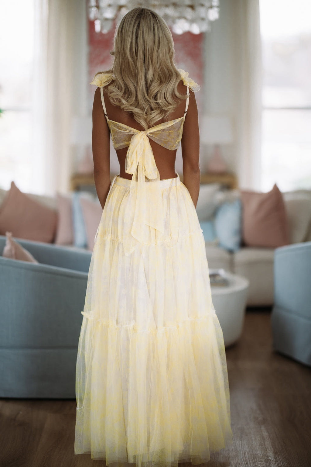 Unfolded Petals Maxi Dress - Yellow