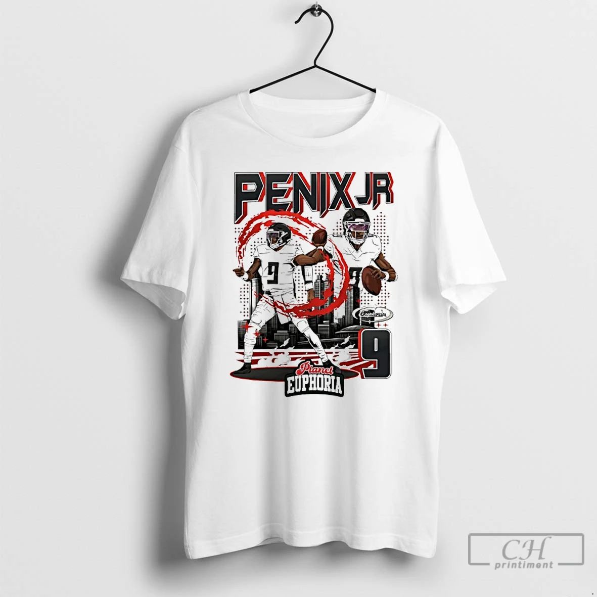 Premium Michael Penix Jr 9 Atlanta Falcons Player Collage Skyline T Shirts Unisex T-shirt, Sweatshirt, Hoodie, Long Sleeve Tee